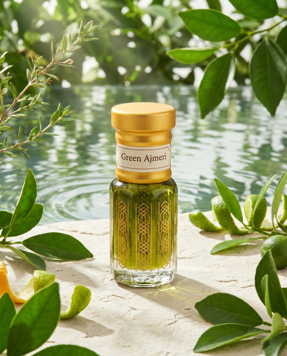 Green Ajmeri Attar | Fresh Citrus Aquatic Perfume Oil