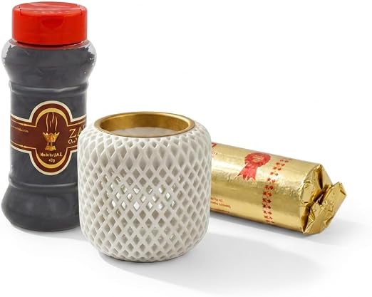 Bakhoor burner gift set Rukham diamond grid incense bundle