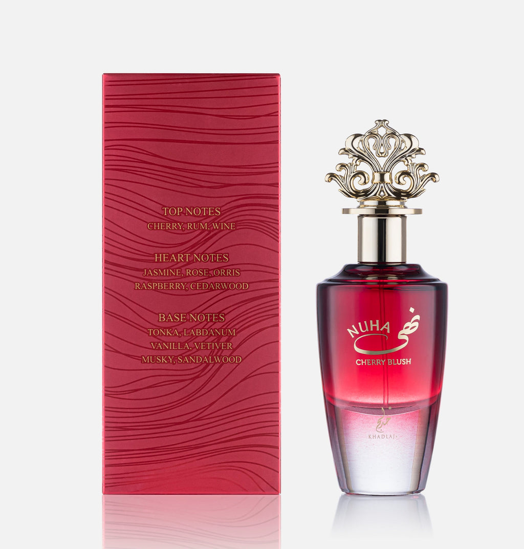 Nuha Cherry Blush Khadlaj 85ML EDP bottle close up