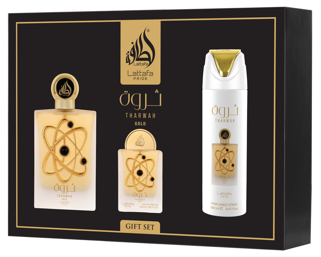 Tharwah Gold 3pc Gift Set – Lattafa