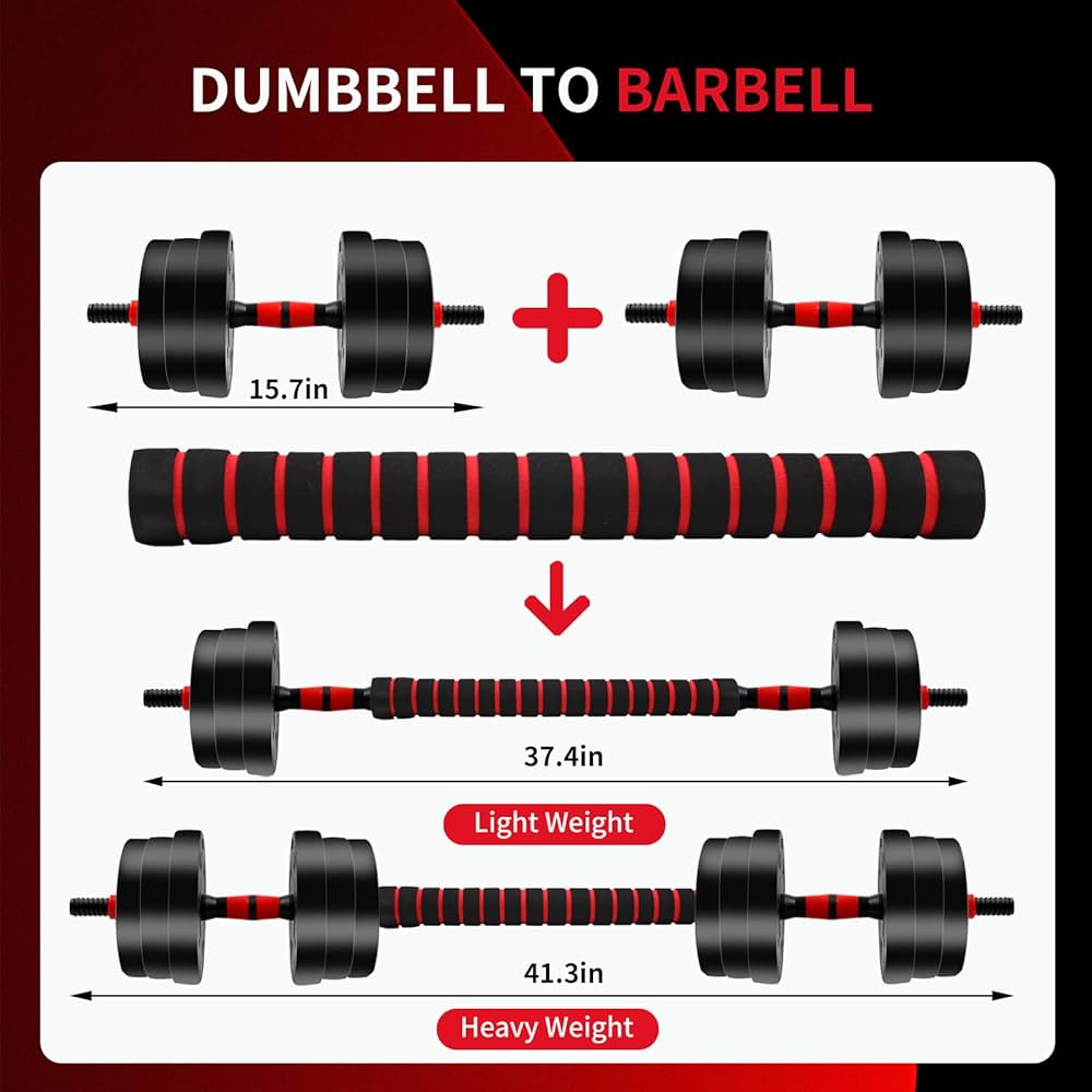 40kg Adjustable Dumbbell Set (Plastic Plates + Extension Bar) – Full Body Home Gym Kit