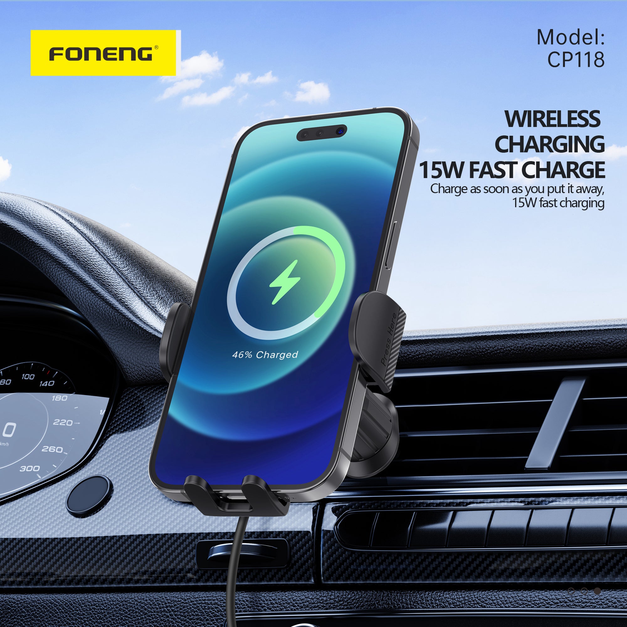 Wireless charging car phone holder
