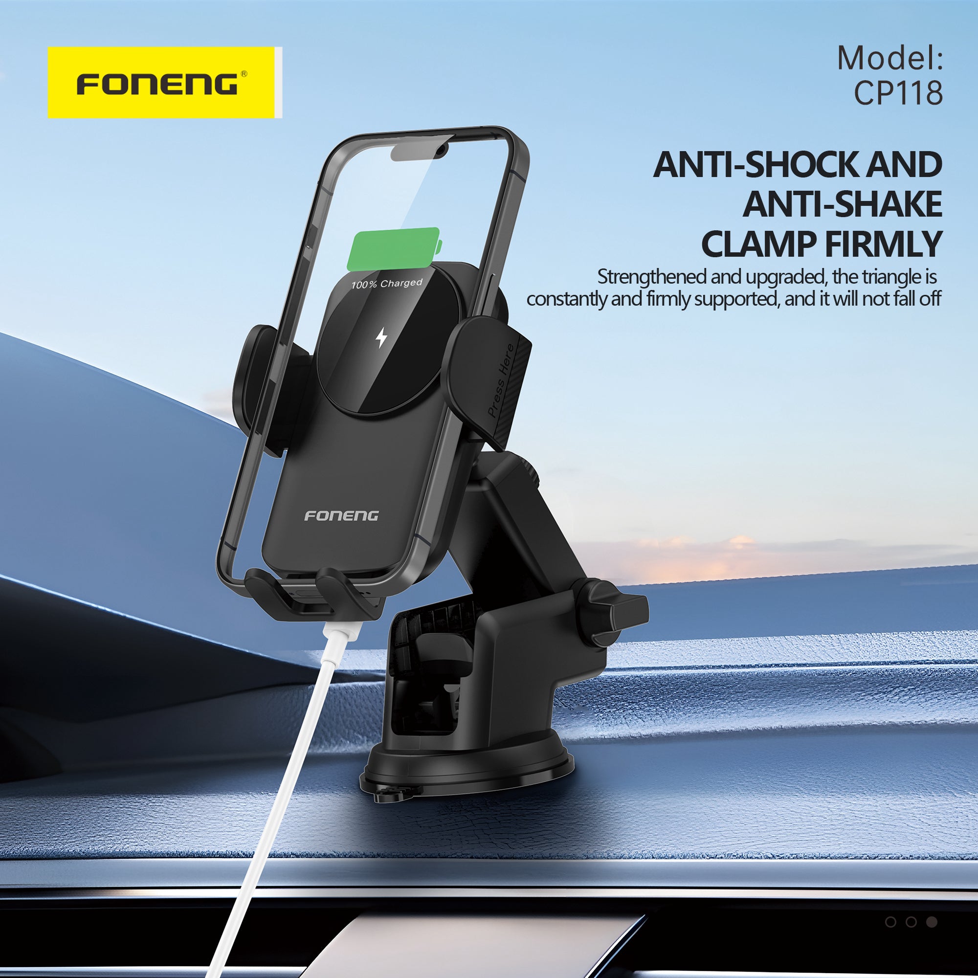 Wireless charging car phone holder