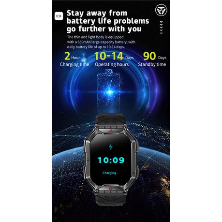 BezosMax Smart Fitness Watch for Android & iPhone | Bluetooth Call, AI Assistant, Health Tracker – Black & Blue