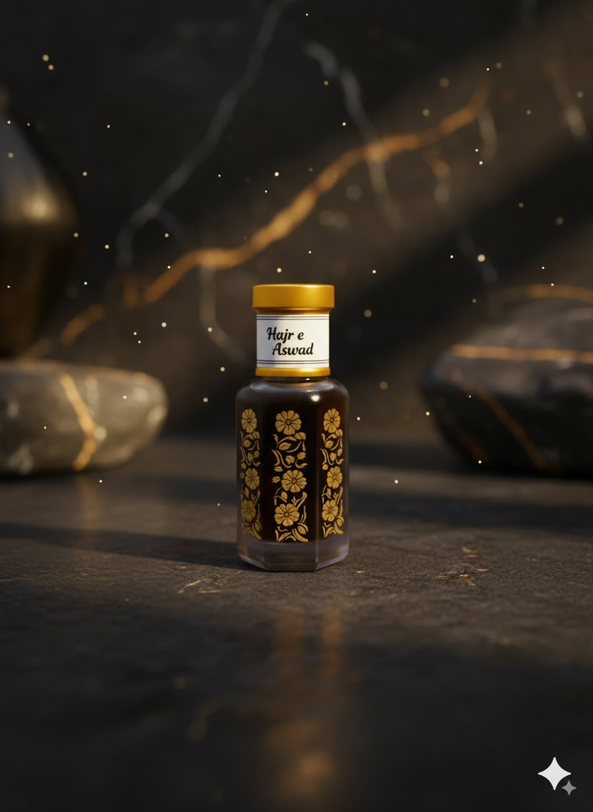 Hajr-e-aswad Attar - Strong woody Black Stone fragrance