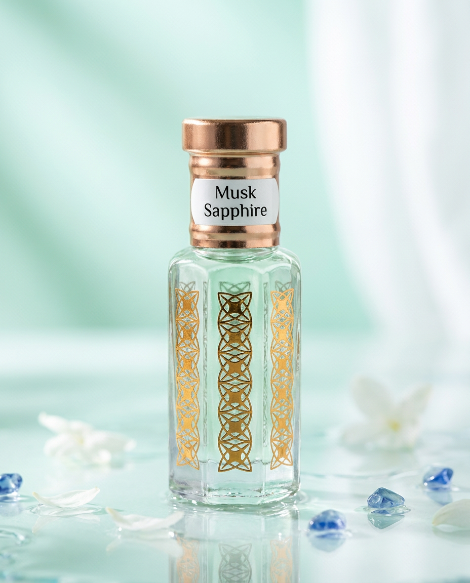 Musk Saphir Attar | Frisches sauberes weißes Moschus Parfümöl