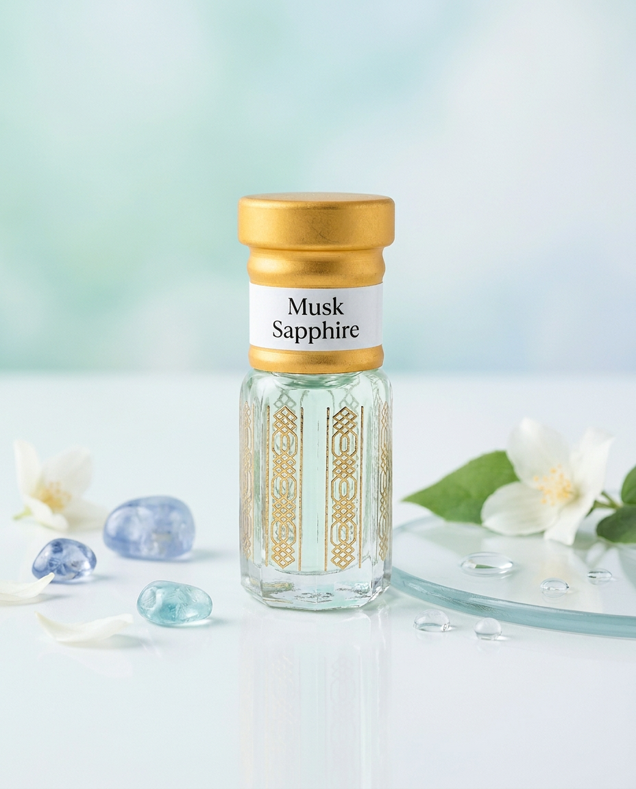 Musk Saphir Attar | Frisches sauberes weißes Moschus Parfümöl