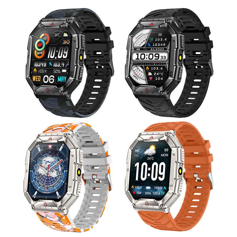 BezosMax Smart Fitness Watch for Android & iPhone | Bluetooth Call, AI Assistant, Health Tracker – Black & Blue