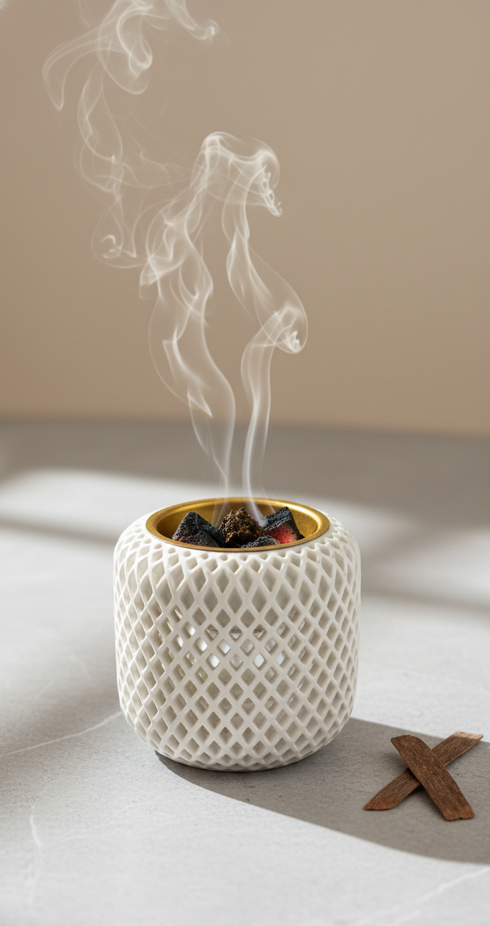 Bakhoor burner Rukham diamond grid minimal incense stand