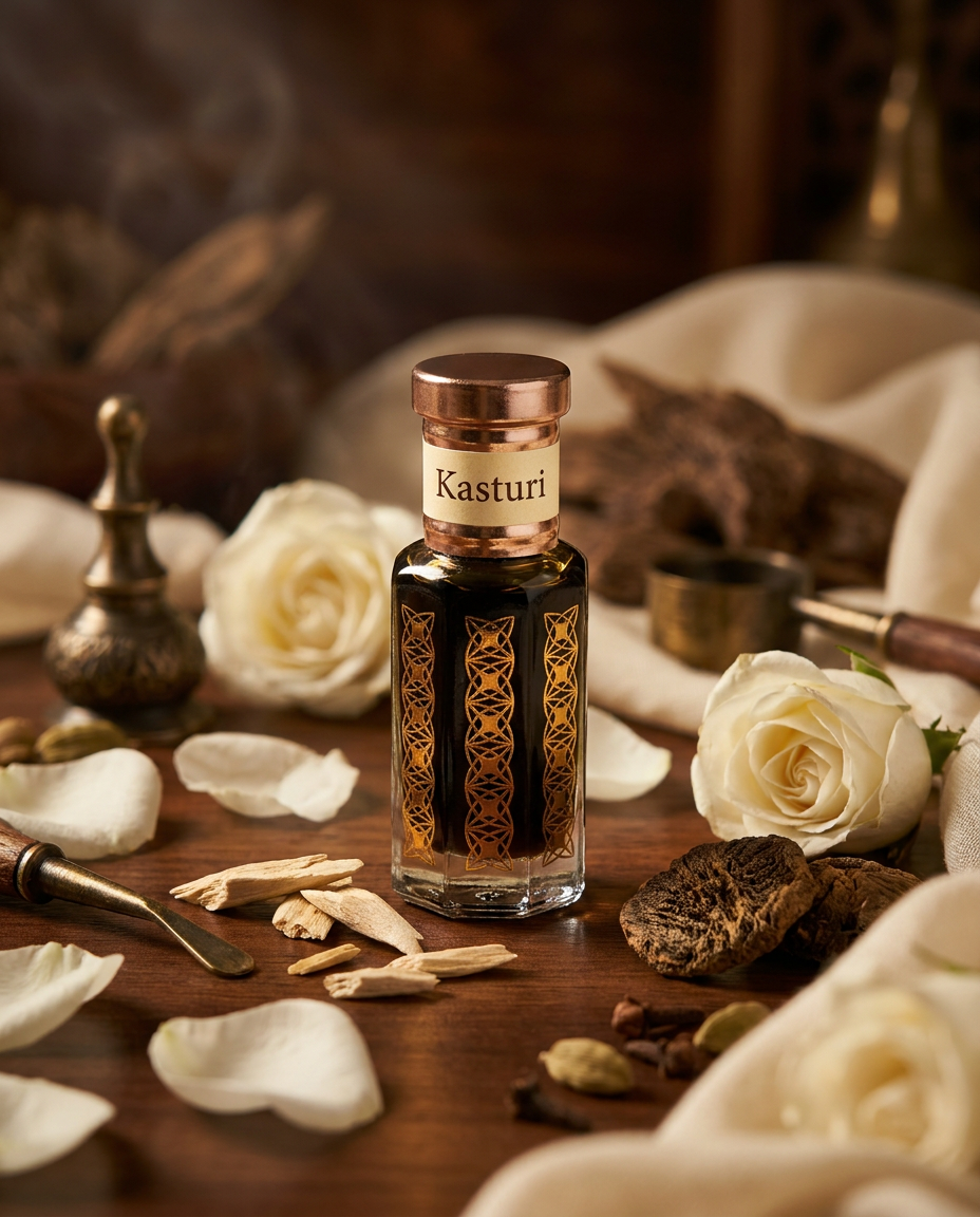Attar de Kasturi | Almizcle Negro Animalístico Óleo Perfumado de Oud Blanco