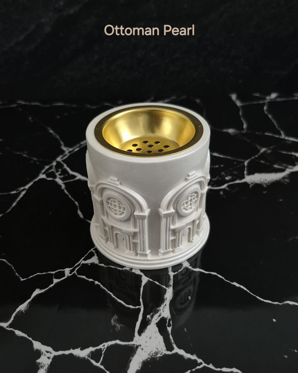 Ottoman bakhoor burner pearl finish arch detail handmade