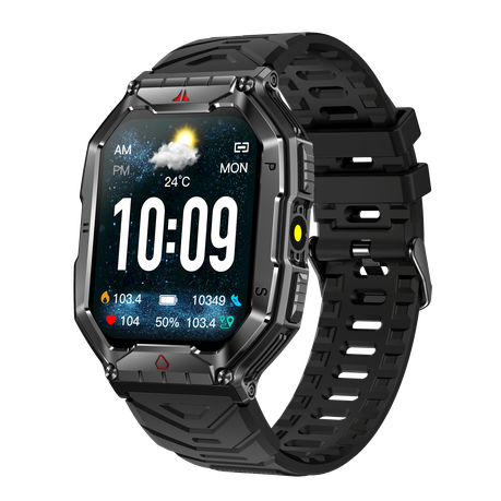 BezosMax Smart Fitness Watch for Android & iPhone | Bluetooth Call, AI Assistant, Health Tracker – Black & Blue