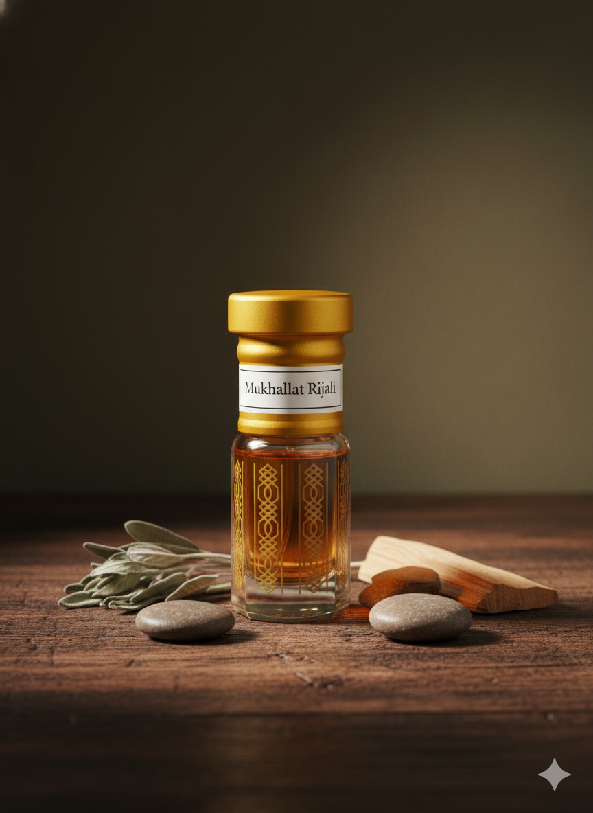 Mukhallat Rijali Attar | Elegante Perfume Floral de Sándalo para Hombre en Aceite