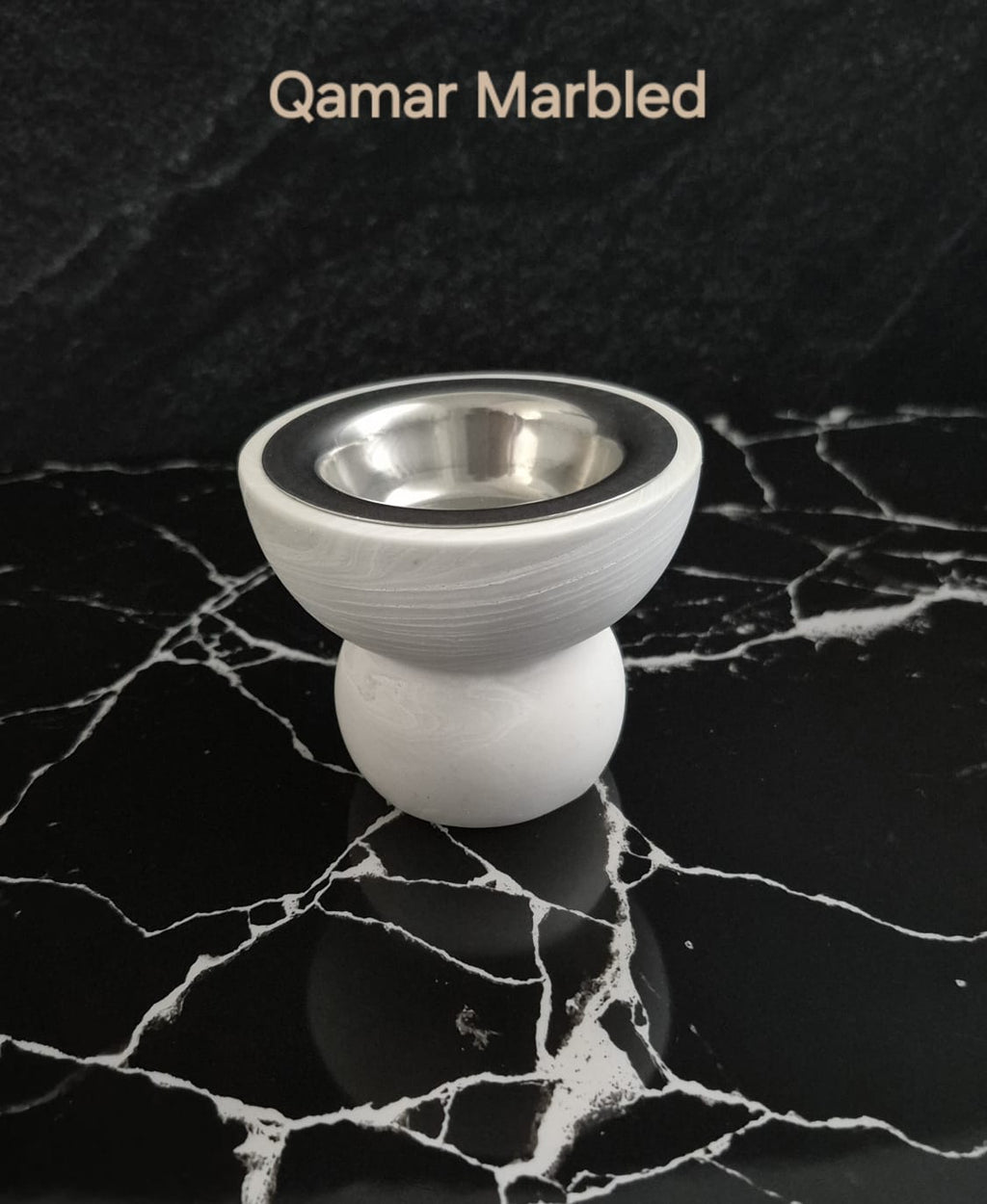 Marble bakhoor burner Qamar white finish handmade close up detail