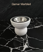 Marble bakhoor burner Qamar white finish handmade close up detail