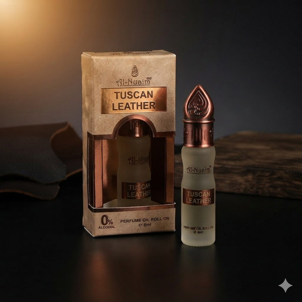 Tuscan Leather Attar by Al Nuaim – Alcohol-Free Perfume Oil Roll-On, 6ml