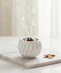 Geometric bakhoor burner Almás minimal hollow diamond incense stand natural