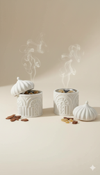 Andalus Bakhoor Burner — Handmade Minimal White Incense Stand with Lid