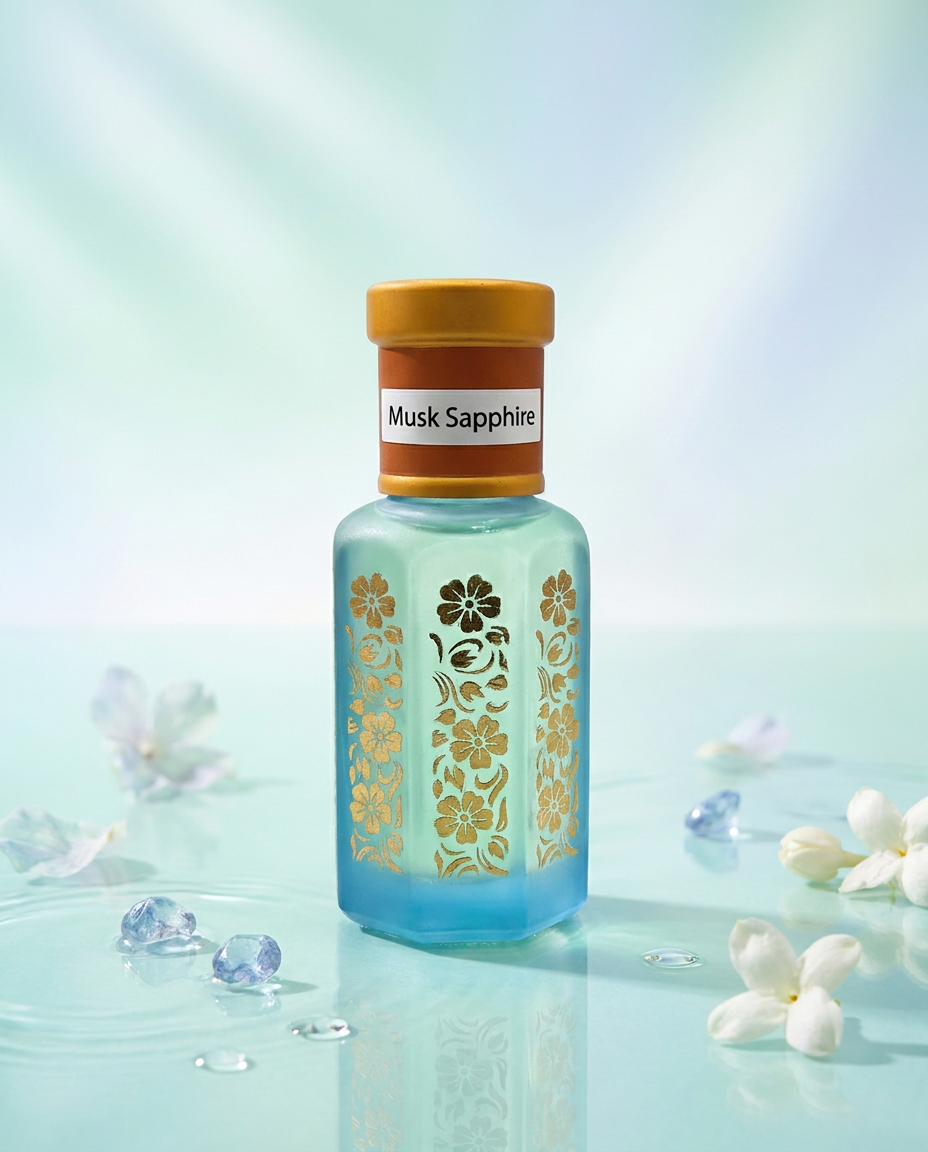 Musk Saphir Attar | Frisches sauberes weißes Moschus Parfümöl